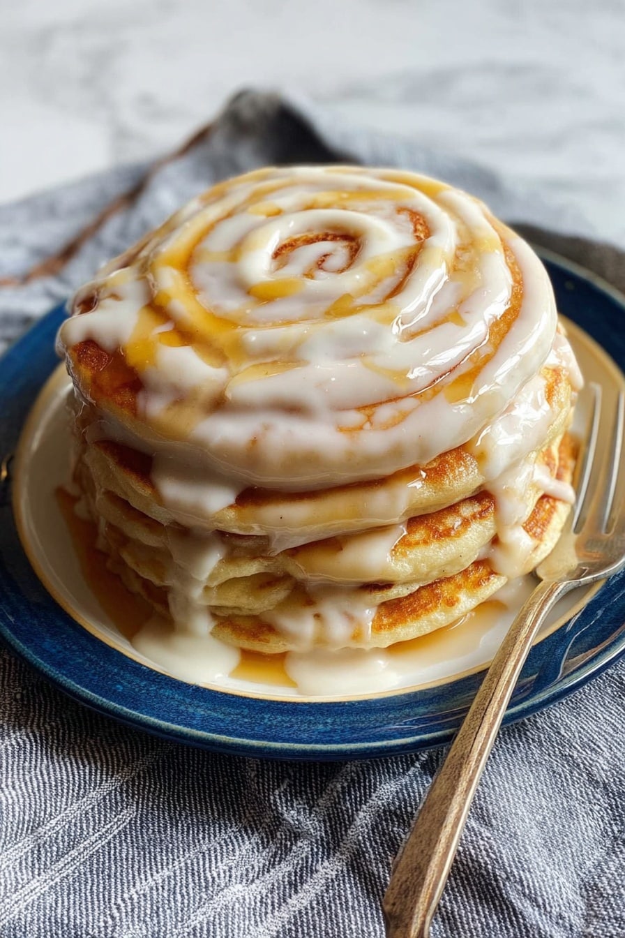 Cinnamon Roll Pancakes - Serving Suggestion